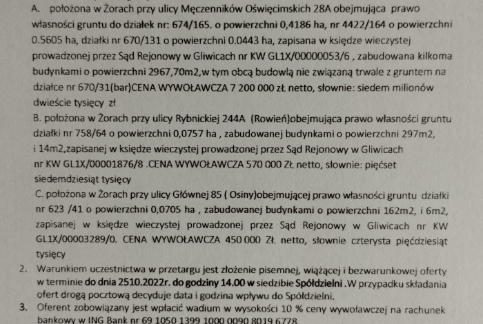 Działka na sprzedaż w Żory  Męczenników Oświęcimskich 28A o powierzchni 10000 mkw