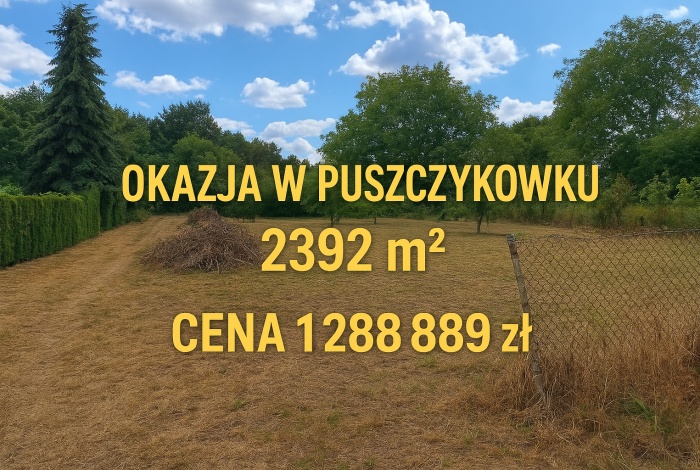 Działka na sprzedaż w Puszczykowo Puszczykówko Czarna  o powierzchni 2392 mkw
