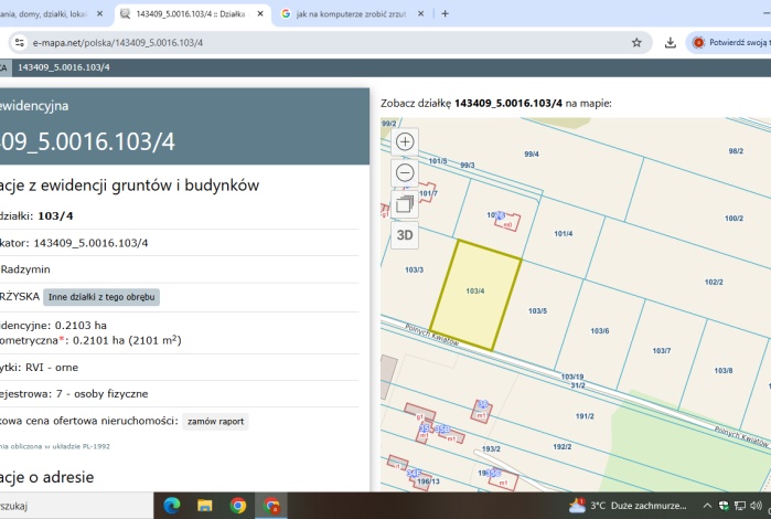 Działka na sprzedaż w Radzymin  Polnych Kwiatów o powierzchni 2101 mkw