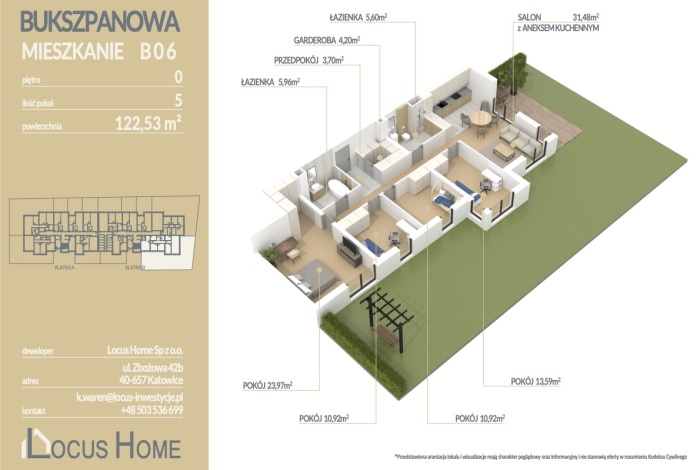 Mieszkanie na sprzedaż w Katowice Piotrowice Bukszpanowa o powierzchni 123 mkw