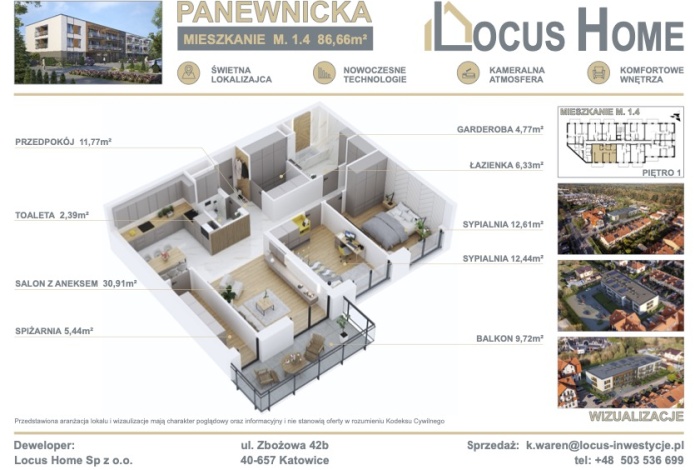 Mieszkanie na sprzedaż w Katowice Panewniki Panewnicka o powierzchni 87 mkw