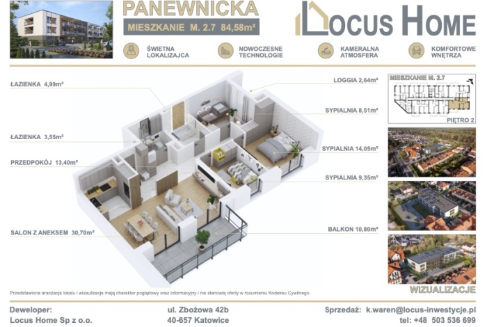 Mieszkanie na sprzedaż w Katowice Panewniki Panewnicka 212 o powierzchni 85 mkw