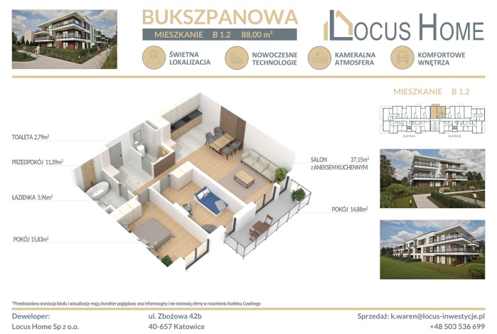 Mieszkanie na sprzedaż w Katowice Piotrowice Bukszpanowa o powierzchni 88 mkw