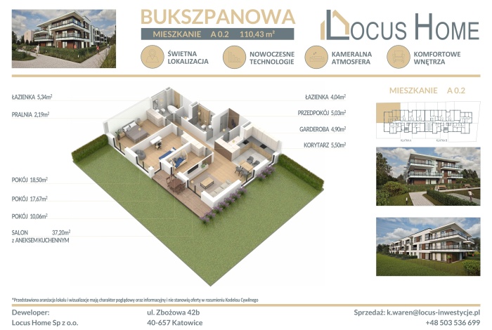 Mieszkanie na sprzedaż w Katowice Piotrowice Bukszpanowa o powierzchni 110 mkw