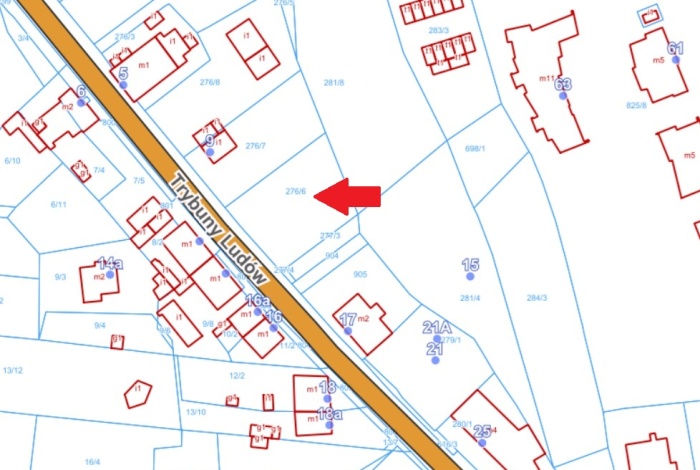 Działka na sprzedaż w Kraków Podgórze Trybuny Ludów 15 o powierzchni 824 mkw