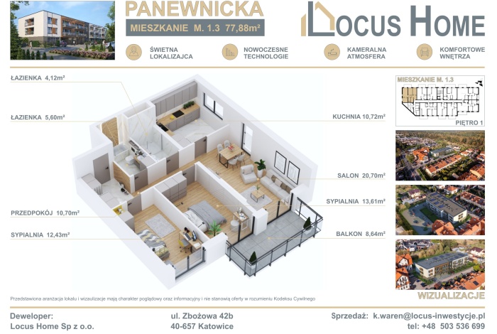 Mieszkanie na sprzedaż w Katowice Ligota Panewnicka o powierzchni 78 mkw