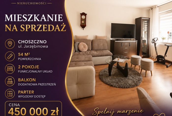 Mieszkanie na sprzedaż w Choszczno  Jarzębinowa o powierzchni 54 mkw