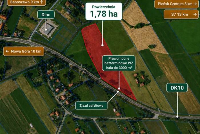 Działka na wynajem w Dzierzążnia Gumowo  o powierzchni 17800 mkw