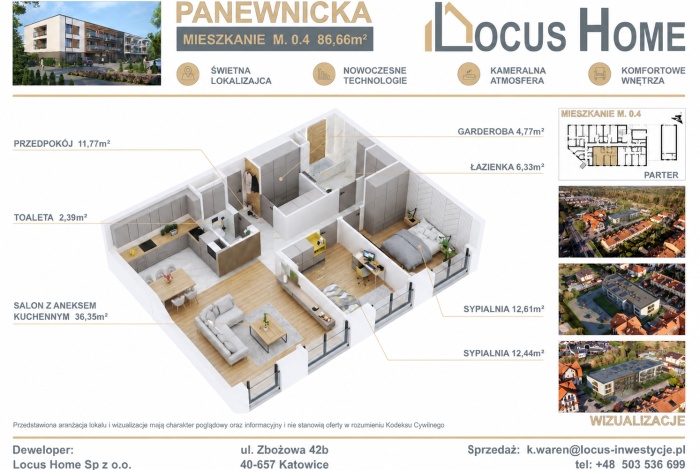 Mieszkanie na sprzedaż w Katowice Ligota Panewnicka o powierzchni 87 mkw