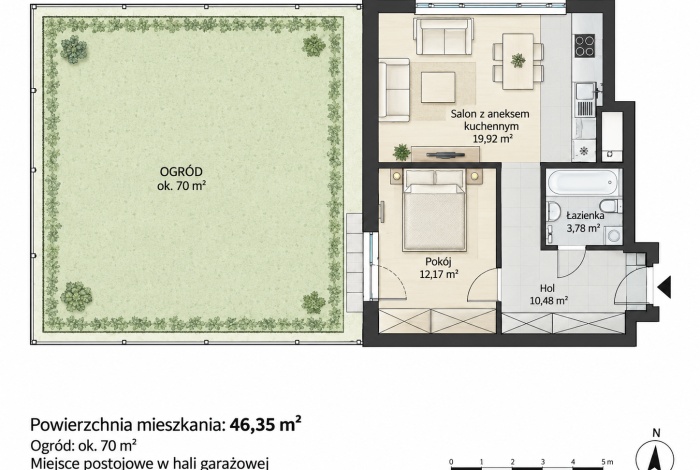 Mieszkanie na sprzedaż w Poznań Stare Miasto Jasna Rola o powierzchni 46 mkw